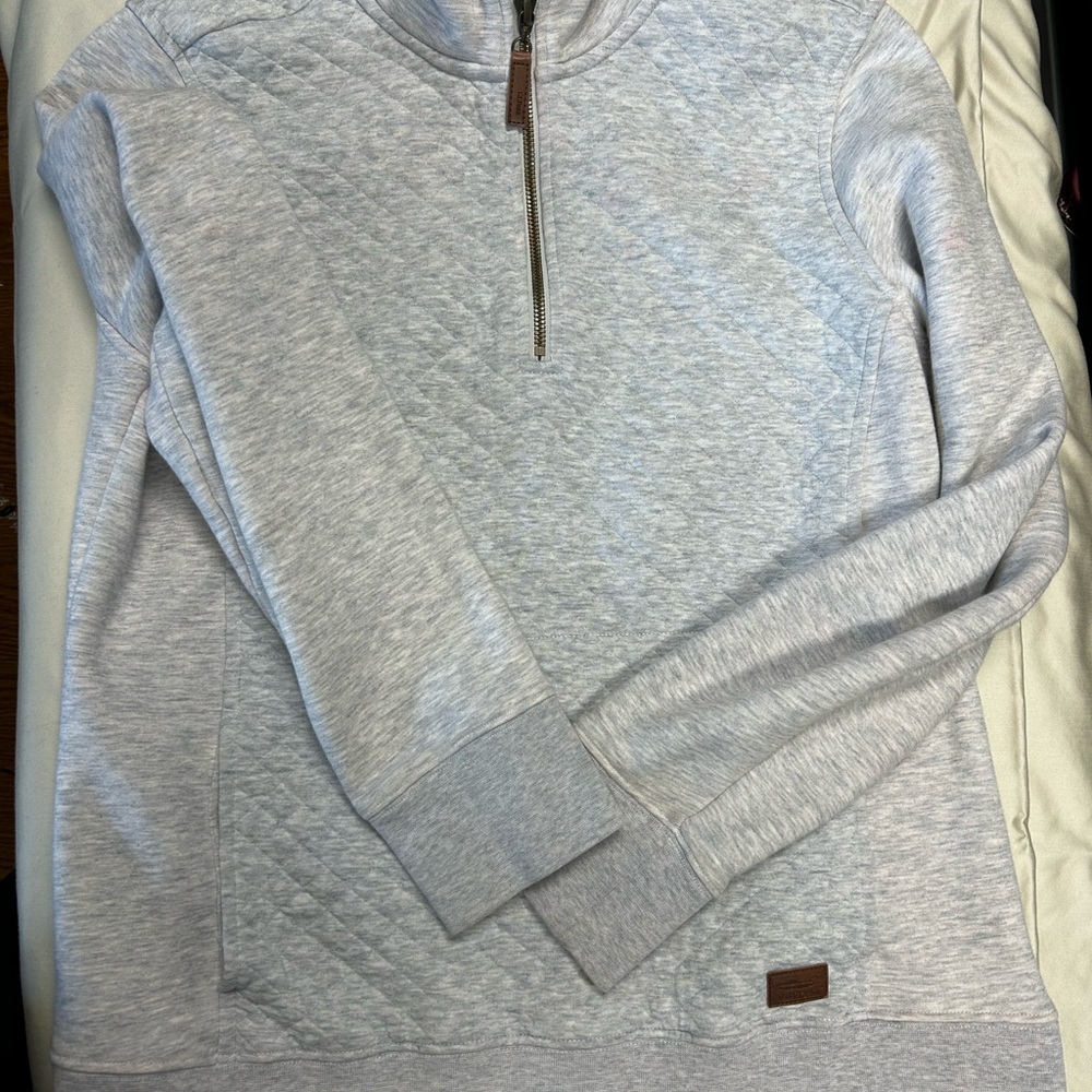 LL Bean Women’s Quilted Gray Quarter-Zip Sweatshirt